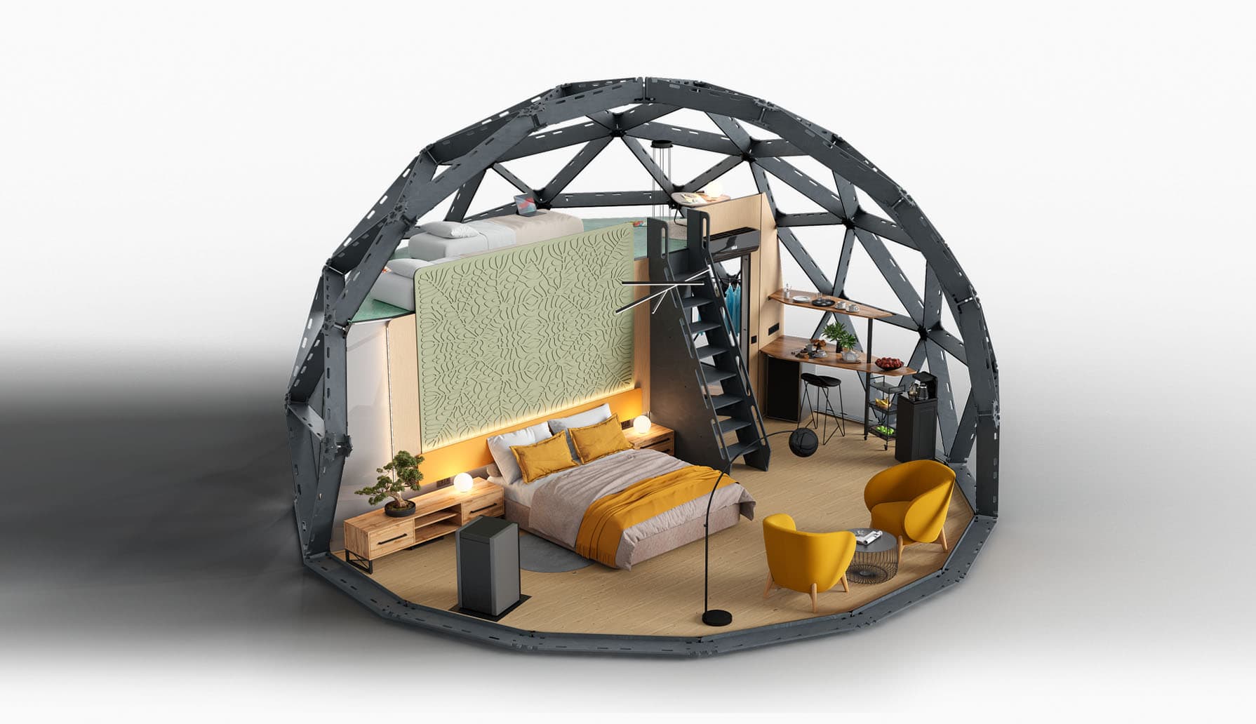 Планировка купольного шатра Freedome GeoWood